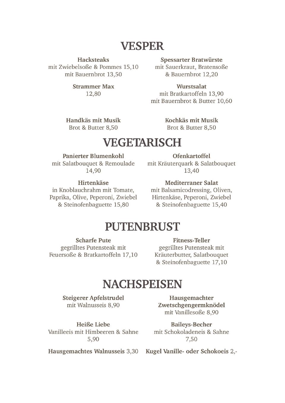 Speisekarte, Seite 4 von 5